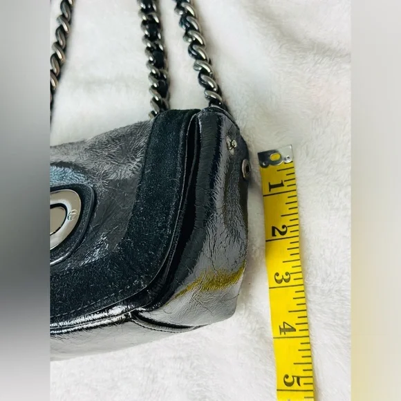 Betsey Johnson Lipstick Fever Black Leather & Suede Shoulder/Crossbody Bag - Picture 8 of 11